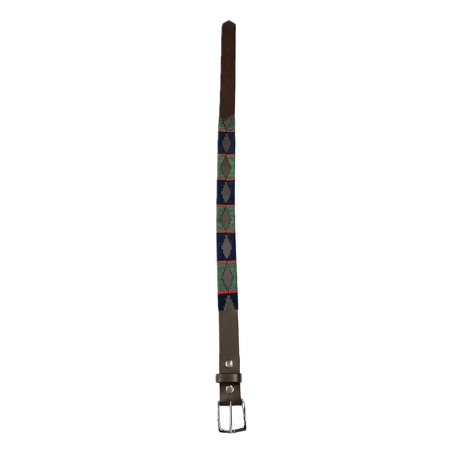 Brown Leather Western Belt with Blue & Green Embroidery - Rockmount Ranch Wear - Flyclothing LLC