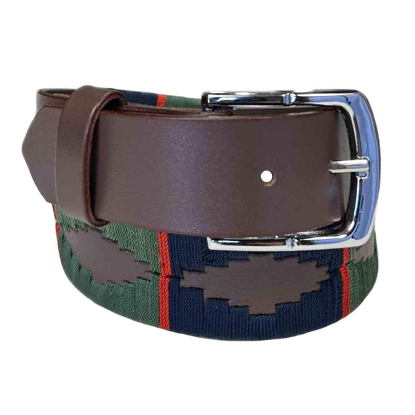 Brown Leather Western Belt with Blue & Green Embroidery - Rockmount Ranch Wear - Flyclothing LLC