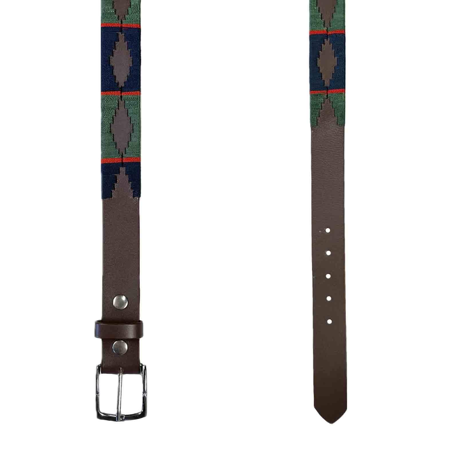 Brown Leather Western Belt with Blue & Green Embroidery - Rockmount Ranch Wear - Flyclothing LLC