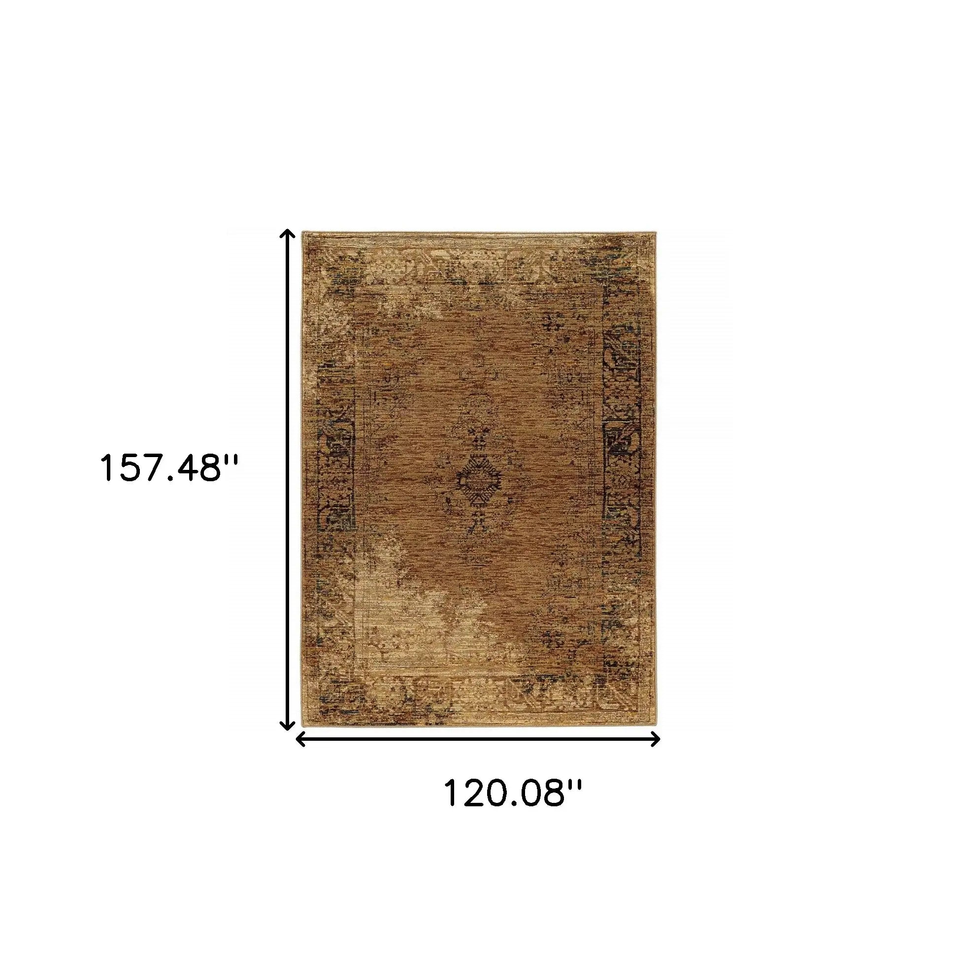10' X 13' Brown Oriental Power Loom Area Rug - Homeroots - Flyclothing LLC