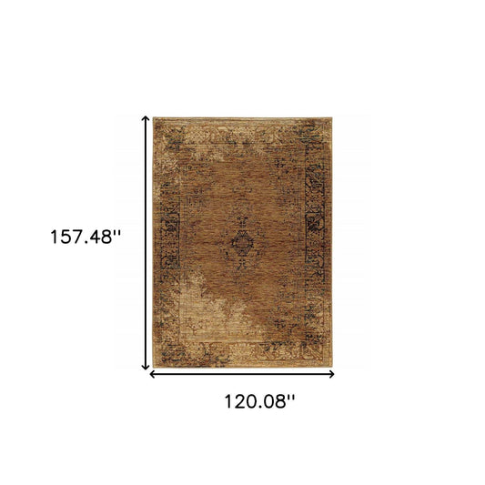 10' X 13' Brown Oriental Power Loom Area Rug - Homeroots - Flyclothing LLC