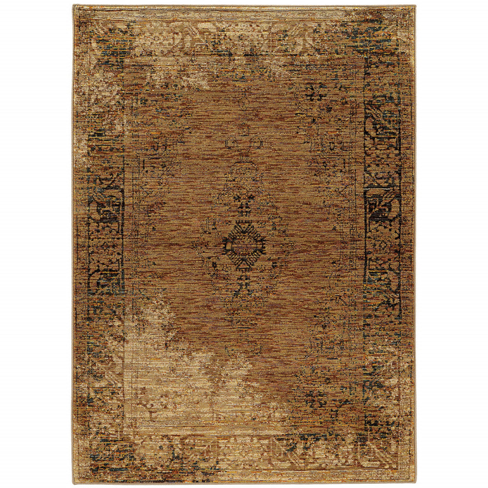 2' X 3' Brown Oriental Power Loom Area Rug - Homeroots