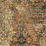12' Runner Gold and Brown Oriental Power Loom Runner Rug - Homeroots