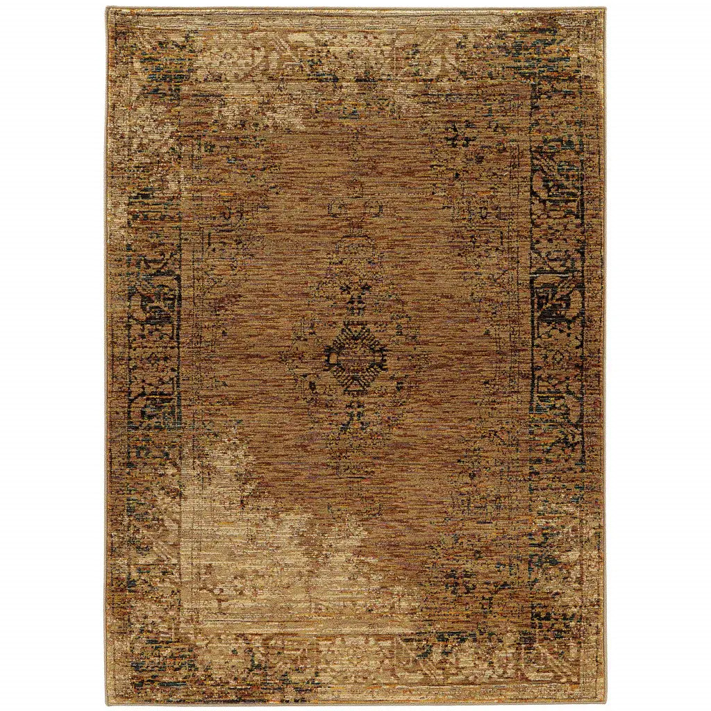 3' X 5' Brown Oriental Power Loom Area Rug - Homeroots - Flyclothing LLC