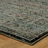10' X 13' Blue Green Oriental Power Loom Area Rug - Homeroots