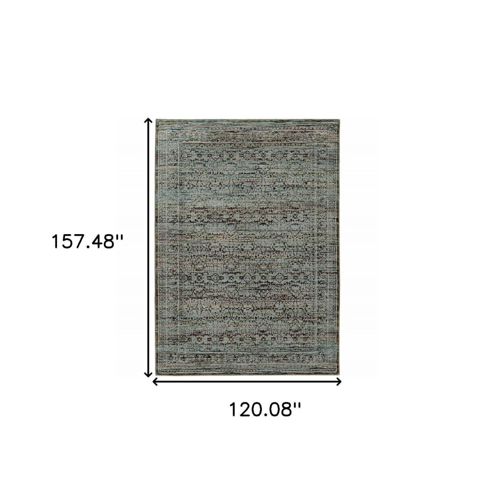 10' X 13' Blue Green Oriental Power Loom Area Rug - Homeroots - Flyclothing LLC