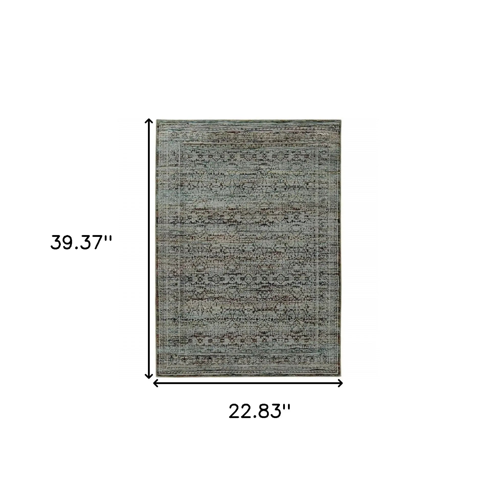 2' X 3' Blue Green Oriental Power Loom Area Rug - Homeroots - Flyclothing LLC