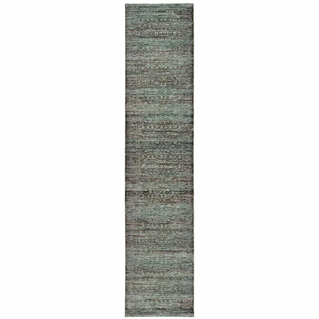 12' Runner Blue and Purple Oriental Power Loom Runner Rug - Homeroots - Flyclothing LLC