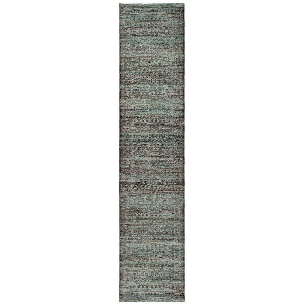 12' Runner Blue and Purple Oriental Power Loom Runner Rug - Homeroots