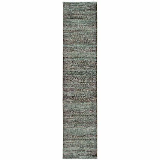 12' Runner Blue and Purple Oriental Power Loom Runner Rug - Homeroots - Flyclothing LLC