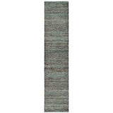 12' Runner Blue and Purple Oriental Power Loom Runner Rug - Homeroots