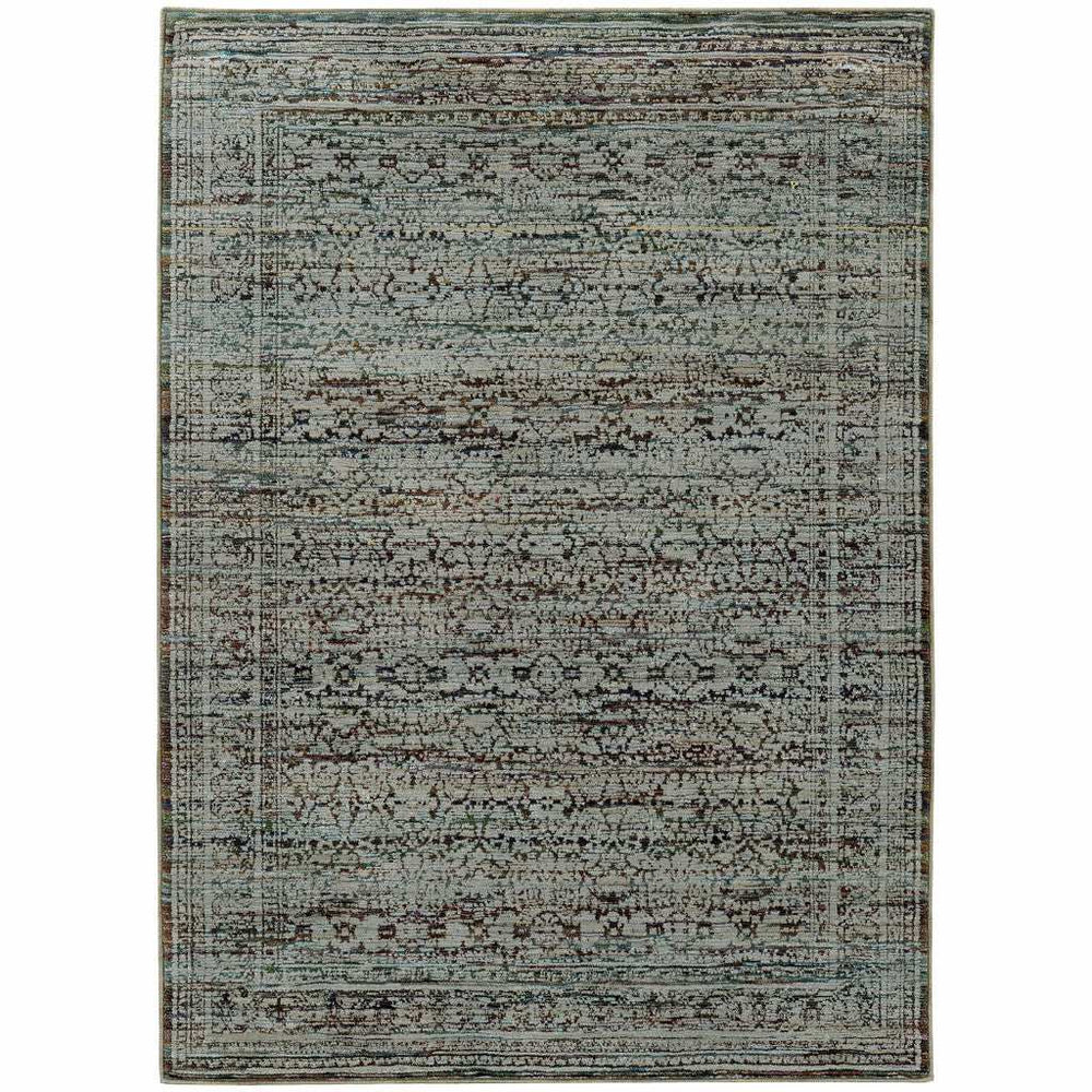 7' X 10' Blue Green Oriental Power Loom Area Rug - Homeroots - Flyclothing LLC