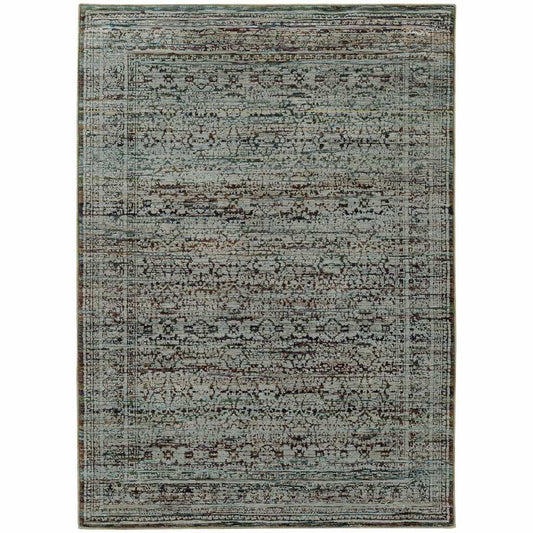 7' X 10' Blue Green Oriental Power Loom Area Rug - Homeroots - Flyclothing LLC
