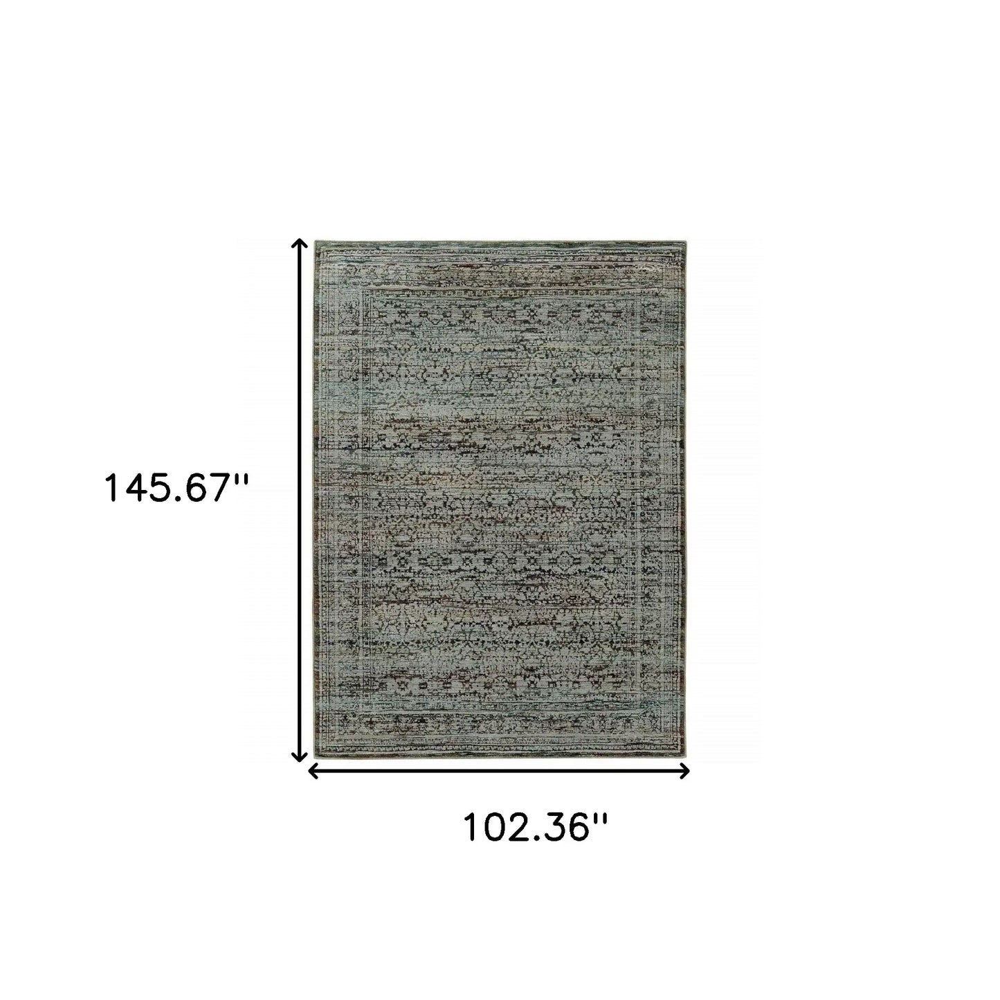 9' X 12' Blue Green Oriental Power Loom Area Rug - Homeroots - Flyclothing LLC