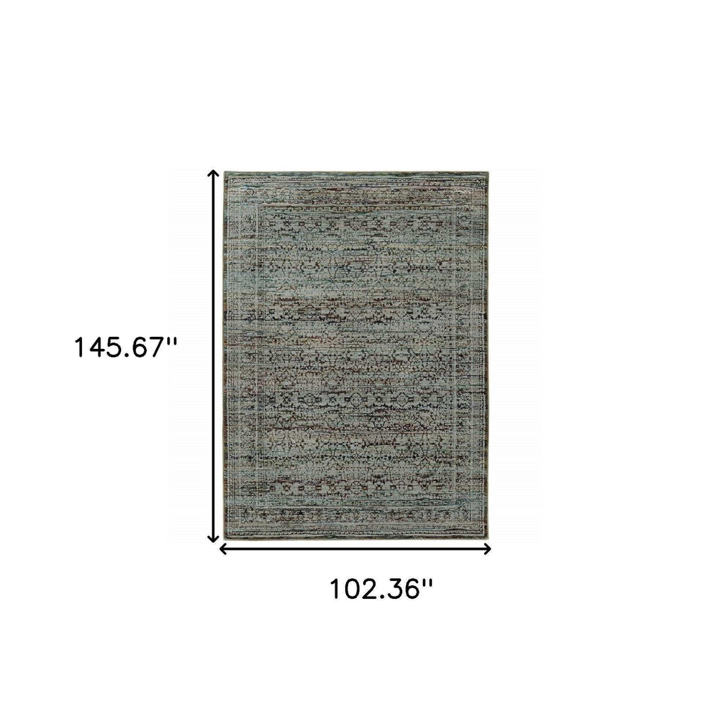 9' X 12' Blue Green Oriental Power Loom Area Rug - Homeroots - Flyclothing LLC