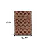 10' X 13' Red and Gold Oriental Power Loom Area Rug
