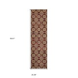 8' Runner Red and Gold Oriental Power Loom Runner Rug