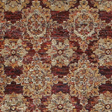 8' Runner Red and Gold Oriental Power Loom Runner Rug - Homeroots