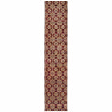 12' Runner Red and Gold Oriental Power Loom Runner Rug