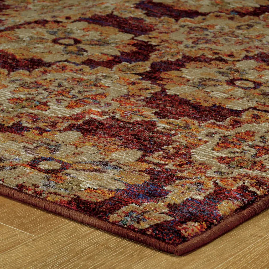 12' Runner Red and Gold Oriental Power Loom Runner Rug - Homeroots - Flyclothing LLC