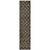 12' Runner Blue and Gold Oriental Power Loom Runner Rug - Homeroots - Flyclothing LLC