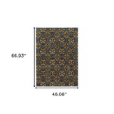 3' X 5' Blue and Gold Oriental Power Loom Area Rug - Homeroots - Flyclothing LLC