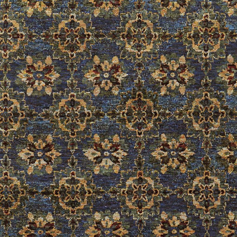 3' X 5' Blue and Gold Oriental Power Loom Area Rug - Homeroots - Flyclothing LLC
