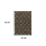 5' X 7' Blue and Gold Oriental Power Loom Area Rug - Homeroots - Flyclothing LLC