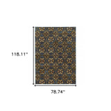 7' X 10' Blue and Gold Oriental Power Loom Area Rug - Homeroots - Flyclothing LLC