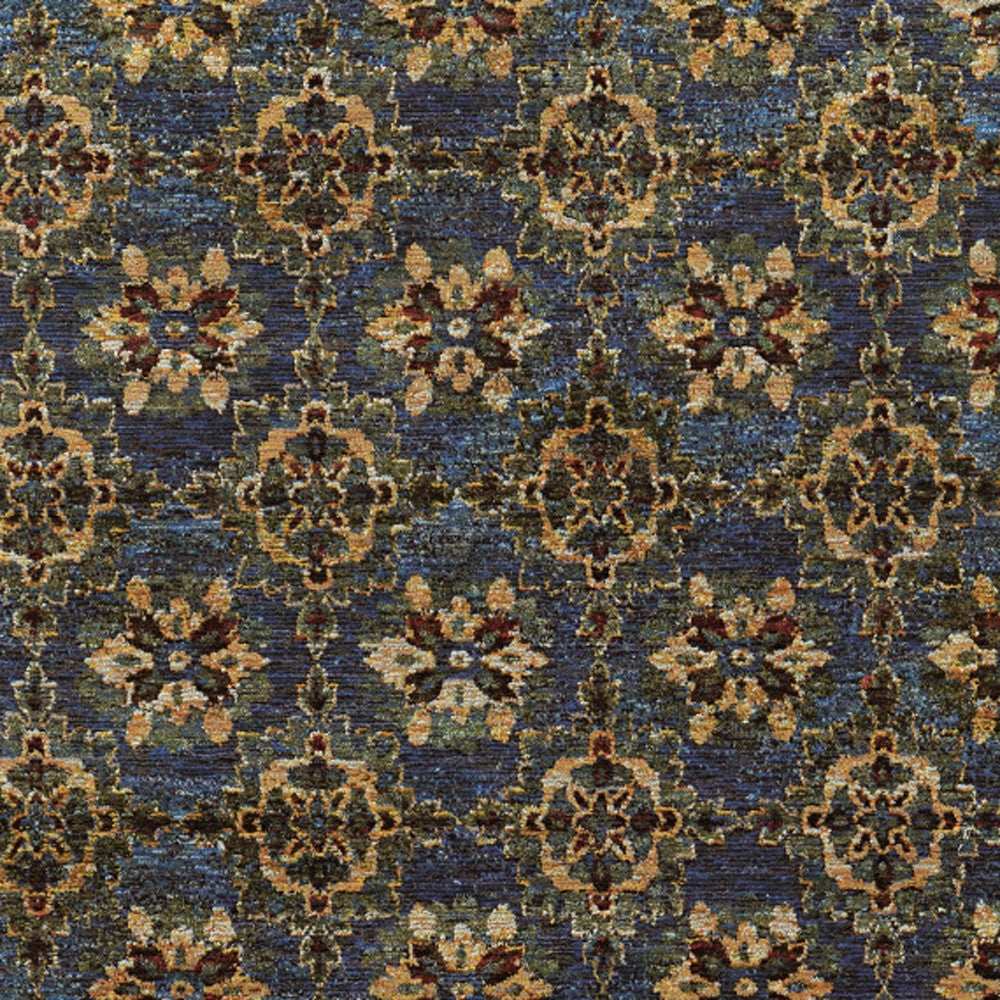 7' X 10' Blue and Gold Oriental Power Loom Area Rug - Homeroots - Flyclothing LLC