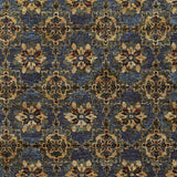 7' X 10' Blue and Gold Oriental Power Loom Area Rug - Homeroots