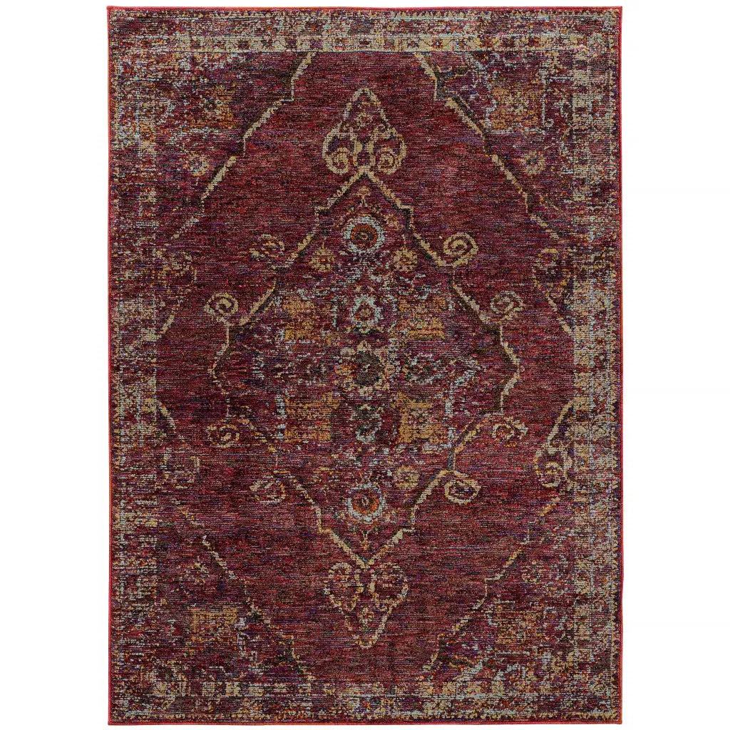 10' X 13' Red and Gold Oriental Power Loom Area Rug - Homeroots - Flyclothing LLC