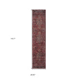 12' Runner Red and Gold Oriental Power Loom Runner Rug