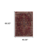 3' X 5' Red and Gold Oriental Power Loom Area Rug