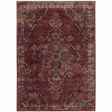 7' X 10' Red and Gold Oriental Power Loom Area Rug - Homeroots - Flyclothing LLC
