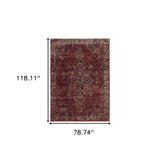 7' X 10' Red and Gold Oriental Power Loom Area Rug - Homeroots - Flyclothing LLC