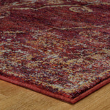 8' X 11' Red and Gold Oriental Power Loom Area Rug - Homeroots