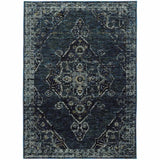 2' X 3' Blue and Ivory Oriental Power Loom Area Rug - Homeroots - Flyclothing LLC