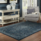 2' X 3' Blue and Ivory Oriental Power Loom Area Rug - Homeroots - Flyclothing LLC