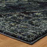 12' Runner Blue and Brown Oriental Power Loom Runner Rug