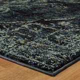 5' X 7' Blue and Black Oriental Power Loom Area Rug - Homeroots - Flyclothing LLC