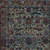 10' X 13' Blue Green Oriental Power Loom Area Rug