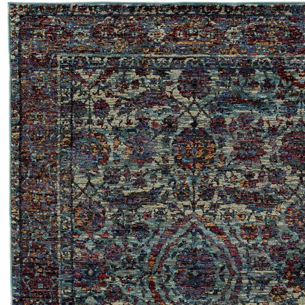 2' X 3' Blue and Purple Oriental Power Loom Area Rug - Homeroots - Flyclothing LLC