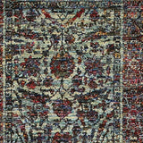 8' Runner Blue and Purple Oriental Power Loom Runner Rug - Homeroots
