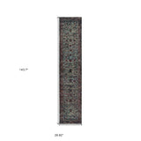 12' Runner Blue and Purple Oriental Power Loom Runner Rug