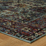 7' X 10' Blue and Purple Oriental Power Loom Area Rug