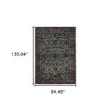 8' X 11' Blue and Purple Oriental Power Loom Area Rug - Homeroots - Flyclothing LLC