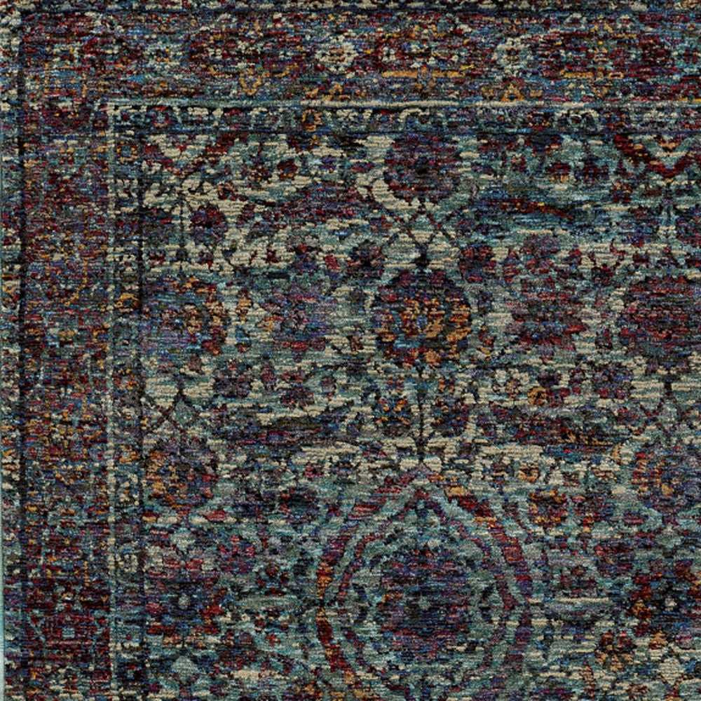 8' X 11' Blue and Purple Oriental Power Loom Area Rug - Homeroots - Flyclothing LLC