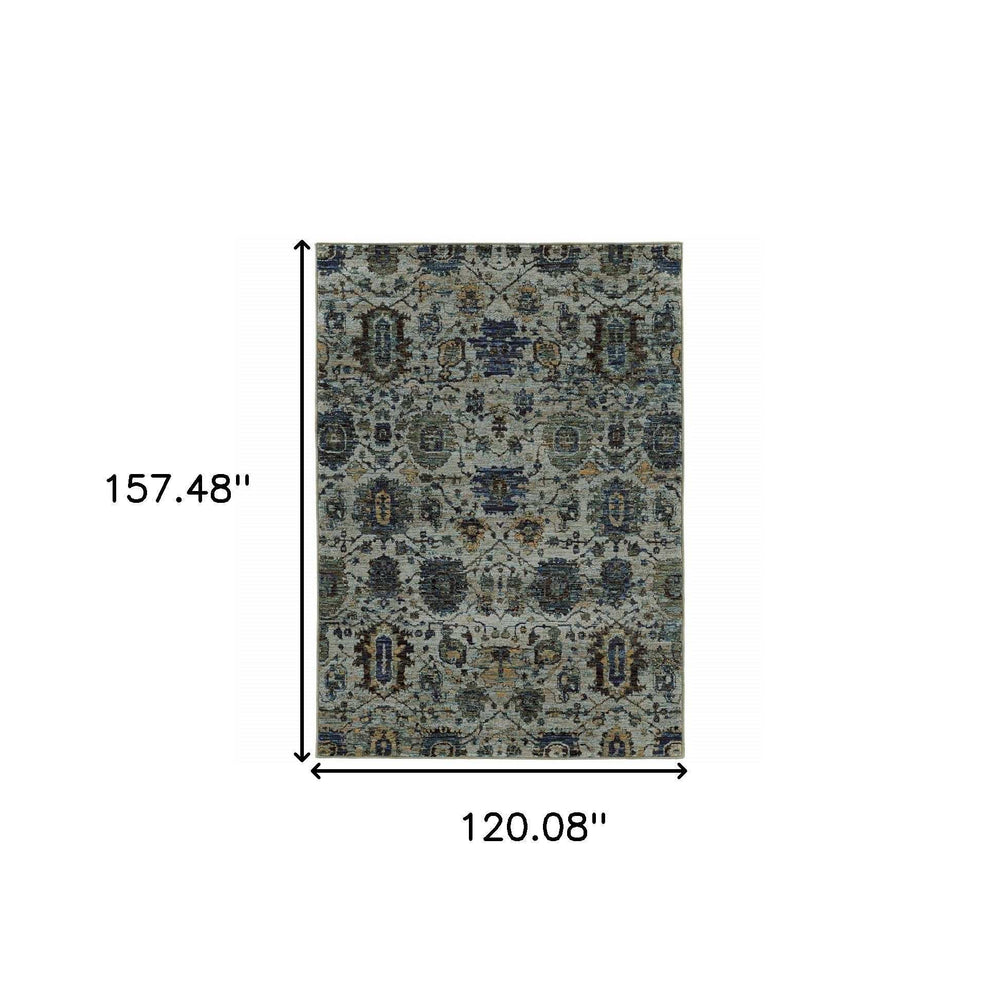 10' X 13' Blue Green Oriental Power Loom Area Rug - Homeroots - Flyclothing LLC