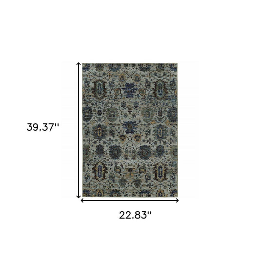 2' X 3' Blue Green Oriental Power Loom Area Rug - Homeroots - Flyclothing LLC